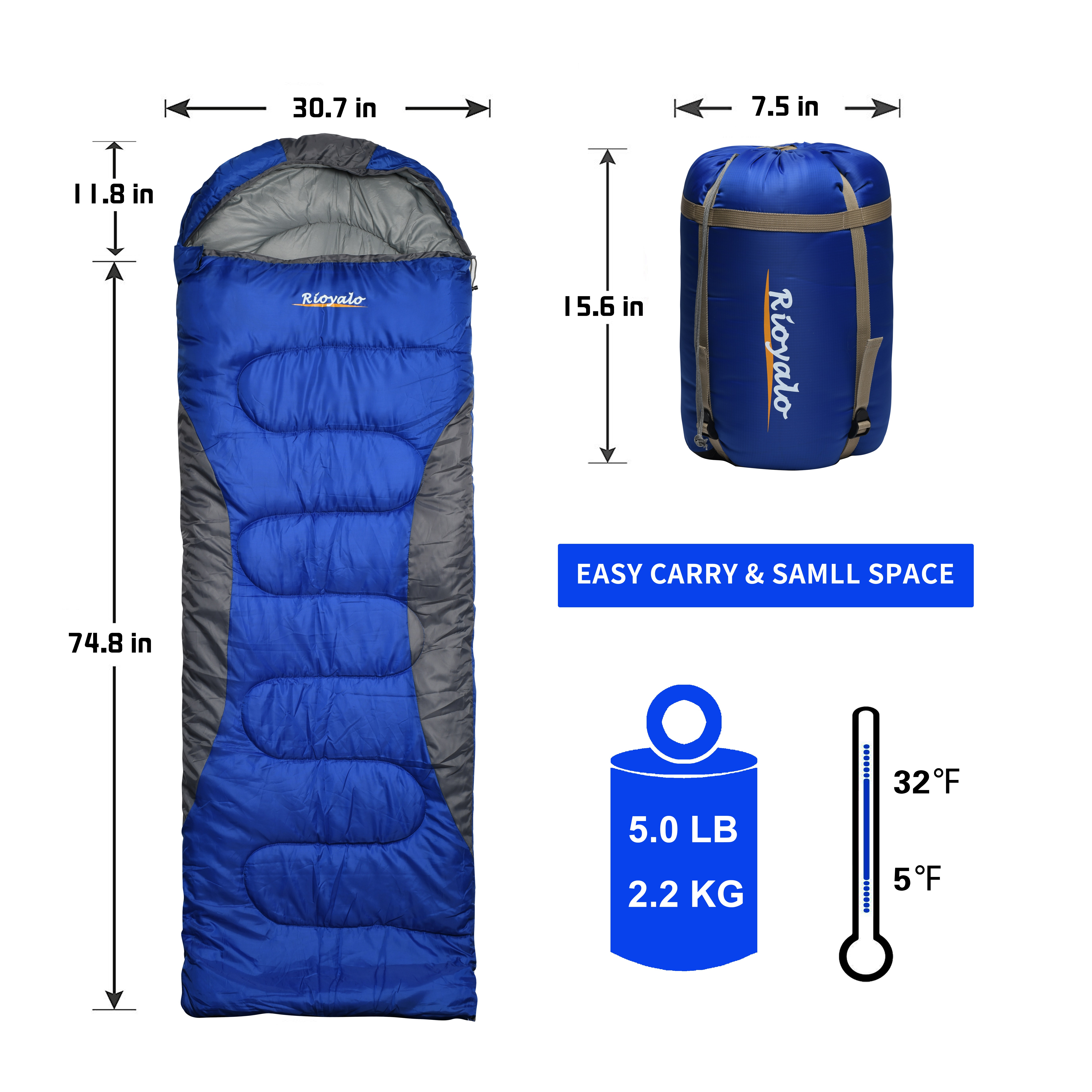 0 Degree Winter Sleeping Bags for Adults Youth Camping - Cold Weather Backpacking Hiking