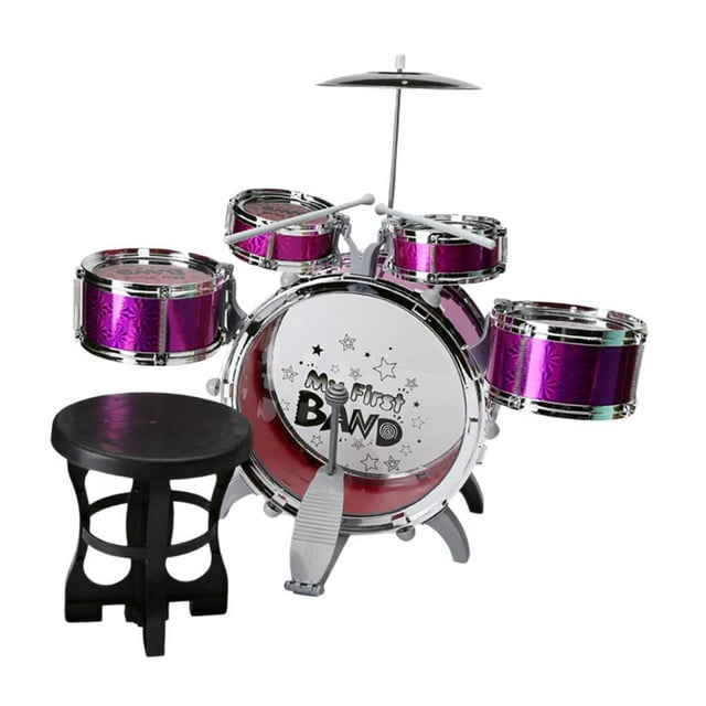 Batería de simulación para niños principiantes, ideal para fiestas, conciertos y el Día del Niño. violeta