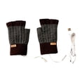 thumbnail image 1 of Guantes USB calentados de media palma de doble cara y espalda calefacción de clima frío Café, 1 of 8