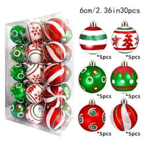 30 Pcs Christmas Ball Ornaments Glitter Plastic Hanging Decorations Balls Swirl Candy Cane Christmas Tree Pendants for Xmas Tree Decoration for Christmas, Holiday and Party Decorations 2.36 Inch