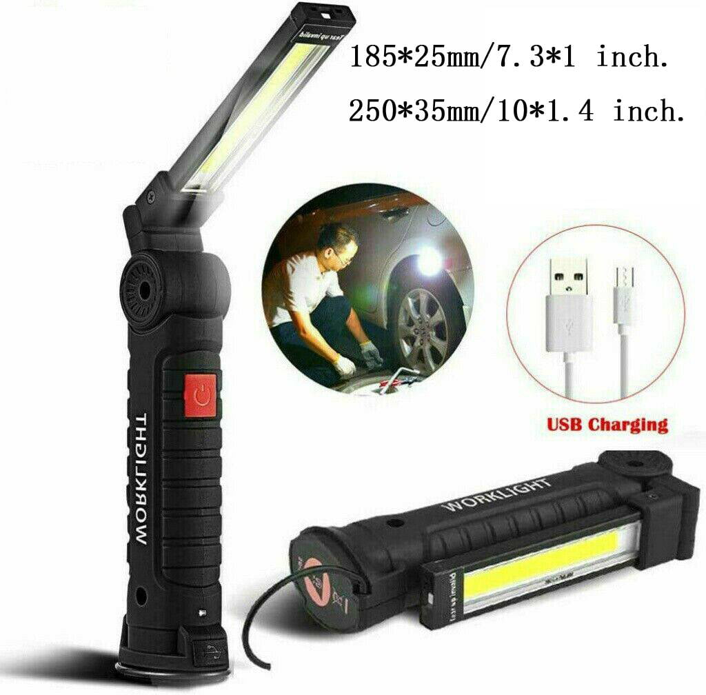 COB 7 LED Bright Inspection Work Light Magnetic & Hook Torch Flashlight 