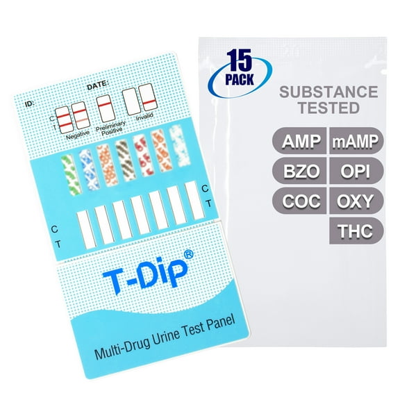 Mintegrity [15pk] - 7-Panel Dip Card Instant Urine Drug Test - (AMP/BZO/COC/mAMP/OPI/OXY/THC) #MT-WDOA-274