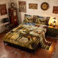 thumbnail image 2 of Manfei Hunting Deer Queen Sheets, Retro American Flag Queen Sheet Sets, Brown Gold Red, Black Reversible 4pcs (1 Flat Sheet, 1 Fitted Sheet and 2 Pillowcases), 2 of 6