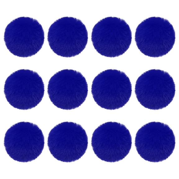 Uxcell Faux Fur Pom Poms for Hats, 12 Pcs Fluffy Soft Fur Poms Balls with Elastic Loop for Keychain Knitting Hats DIY Scarves Gloves Bag Christmas, Blue