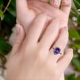 thumbnail image 6 of Natural Amethyst Black Tone Silver Size-7 Art Deco Pear Teardrop Vintage Style Cocktail Ring Halo CZ Wedding Engagement Ring 925 Sterling Silver Gift For Her, 6 of 6
