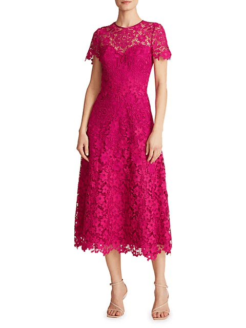 pink a line midi dress