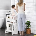 thumbnail image 2 of Qaba Toddler Kitchen Helper 2 Step Stool with Adjustable Height Platform and Safety Rail, White, 2 of 10