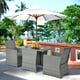 Patiojoy 3PCS Patio Rattan Furniture Set Outdoor Wicker Table & Chair Set w/Cushions Gray - image 3 of 6