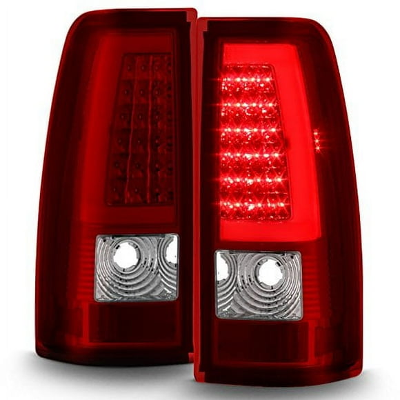 AKKON - pour GMC Sierra/Chevy Silverado Pick Up Truck Noir Lunette Rouge Lentille LED Tube Queue Feux de Route Lampe