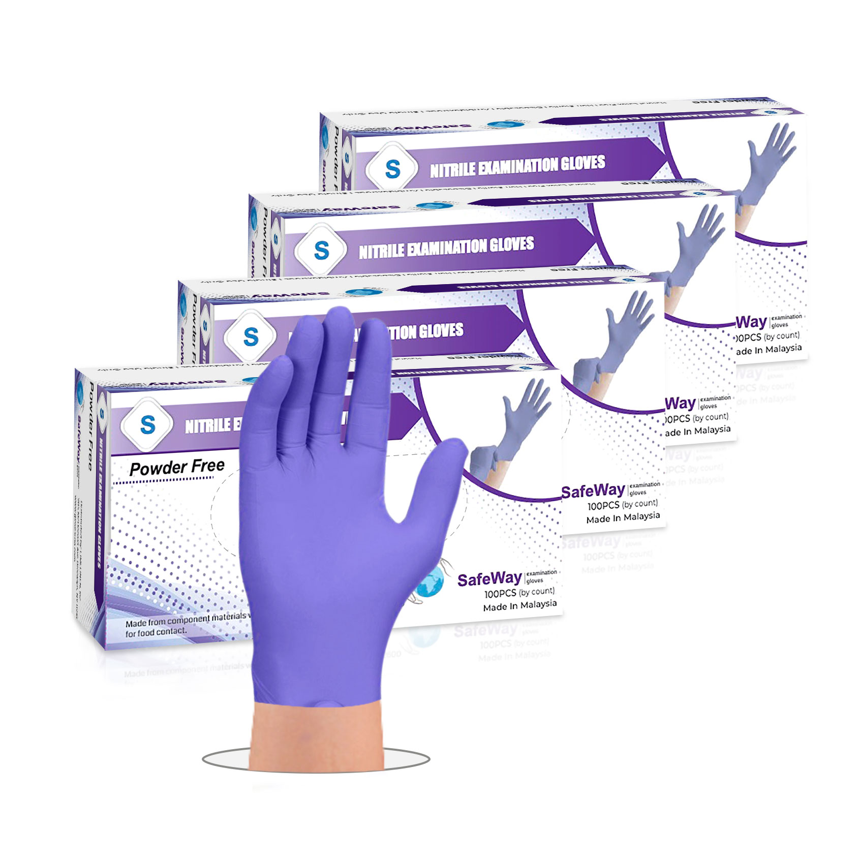 SafeWay Premium Nitrile Disposable Exam Gloves, Small, 400/Box