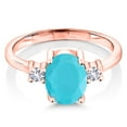 thumbnail image 2 of Gem Stone King 1.60 Ct Green Turquoise White Created Sapphire 18K Rose Gold Plated Silver Ring (Size 6), 2 of 4