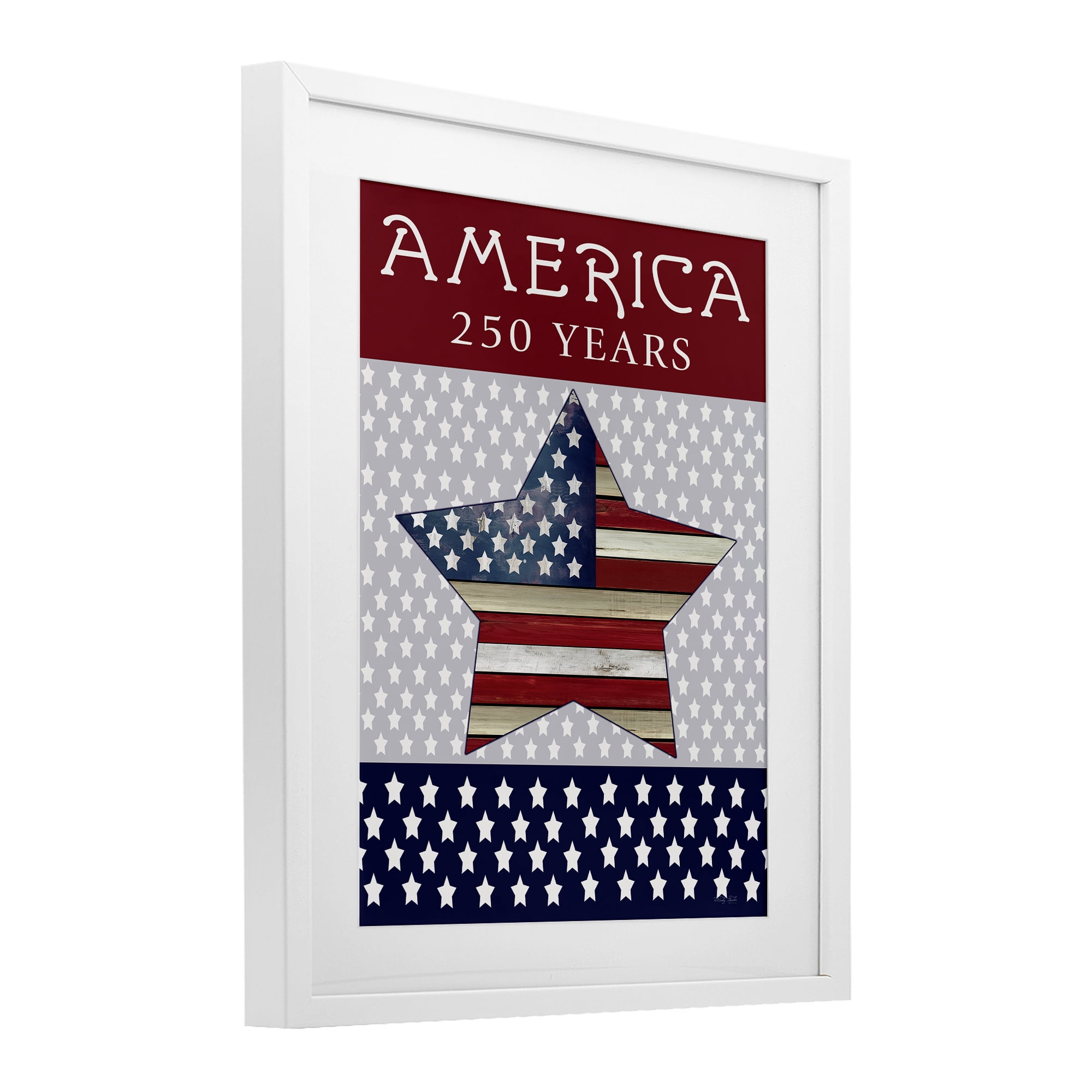 Stupell Industries Historic America 250 Years White Framed Print Under Glass, design by Cindy Jacobs