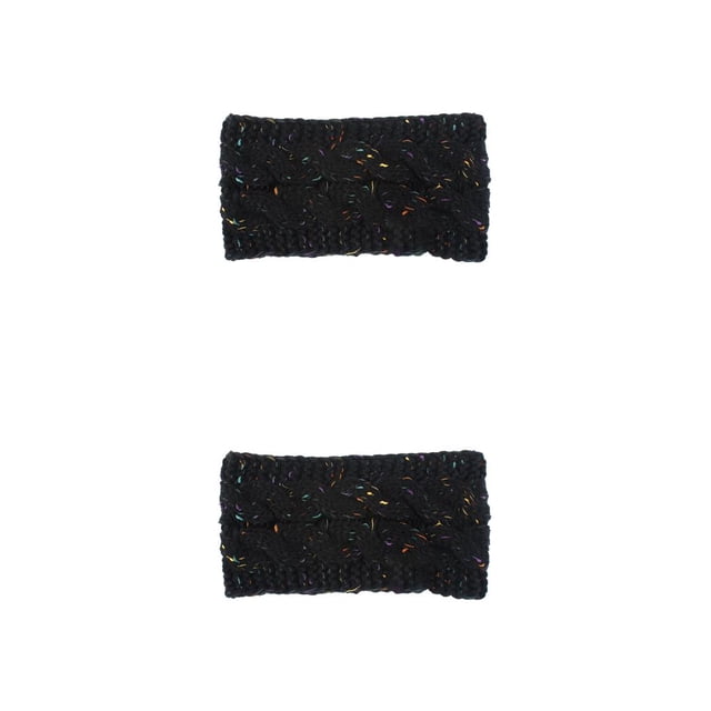 Jumpingount Diademas de punto Protección para la cabeza de invierno Calentadores de oreja universales a prueba de viento ancho Accesorio de moda para Hilo negro 2piezas Jumpingount CBP268606
