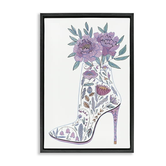 Stupell Industries Floral Heel Bouquet Botanical & Floral Painting Black Floater Framed Art Print Wall Art, 17 x 25