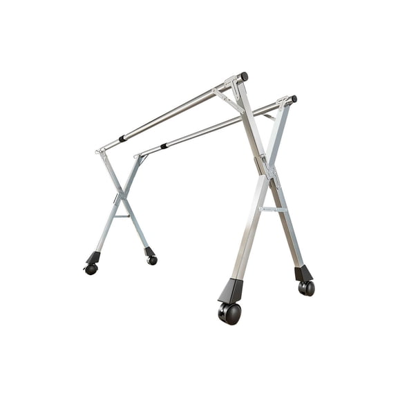 SOGA 2.4m Portable Standing Clothes Drying Rack Foldable Space-Saving Laundry Holder with Wheels