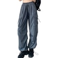 thumbnail image 2 of BUYISI Women S Hip Hop Overalls For Street Fashion High Waist Solid Color Trousers Gray XL, 2 of 9