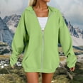 thumbnail image 2 of felwors Womens Zip Up Hoodies Plus Size Long Sleeve Hooded Sweatshirts Fall Winter Casual Fashion Jacket with Pockets Green, S, 2 of 4