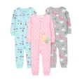 thumbnail image 1 of Pijama de algodón sin pies, ajuste ceñido, paquete de 3 unidades, 18 m, 1 of 1
