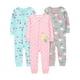 thumbnail image 1 of Pijama de algodón sin pies, ajuste ceñido, paquete de 3 unidades, 18 m, 1 of 1