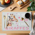 thumbnail image 2 of Giraffes Flowers Placemats Set of 8, A Girl Who Likes Giraffes Elegant Animals Grey Placemats for Dining Table, Place Mats for Kitchen Tabletop, Waterproof Wipeable Dining Table Mats Set, 2 of 9
