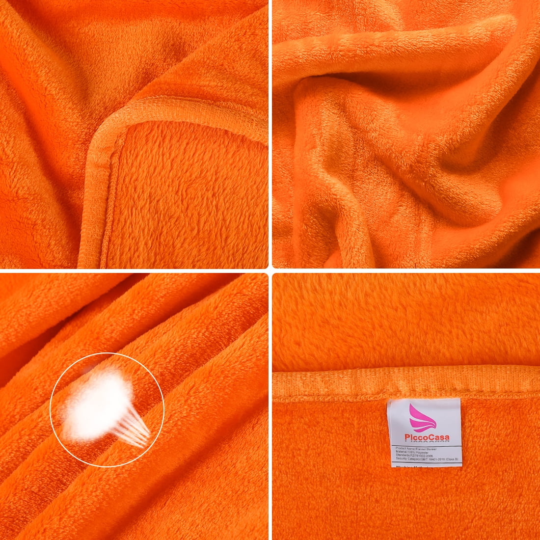 Unique Bargains Flannel Fleece Blanket Soft Luxury Hemmed Orange Twin XL