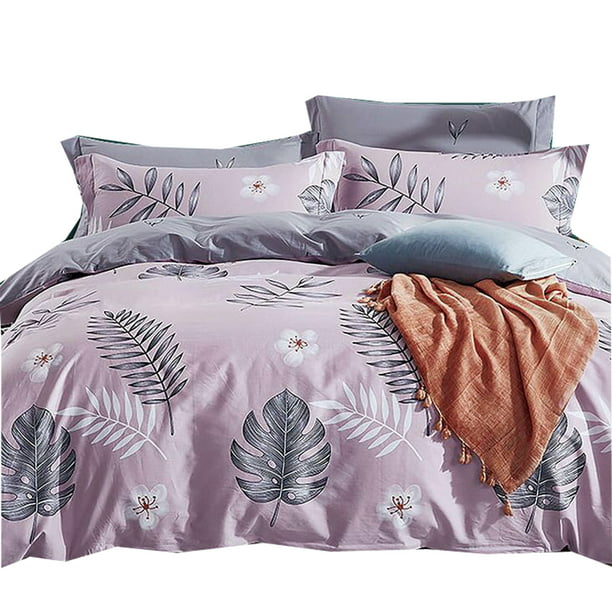 Cotton Duvet Cover Set Pink Purple, Purple Bedding Sets King Size Uk