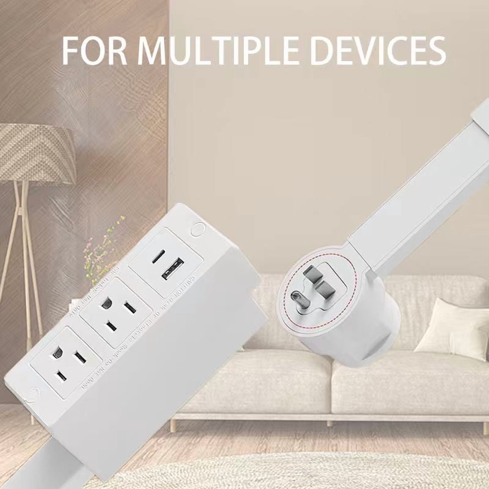 YUJING SUPERLIFE 2 pack Outlet Extender with 2 AC Sockets, USB-A and USB-C, 180° Rotatable Power Plug Expander for Hard-to-Reach Wall Outlets (22-34 Inch)