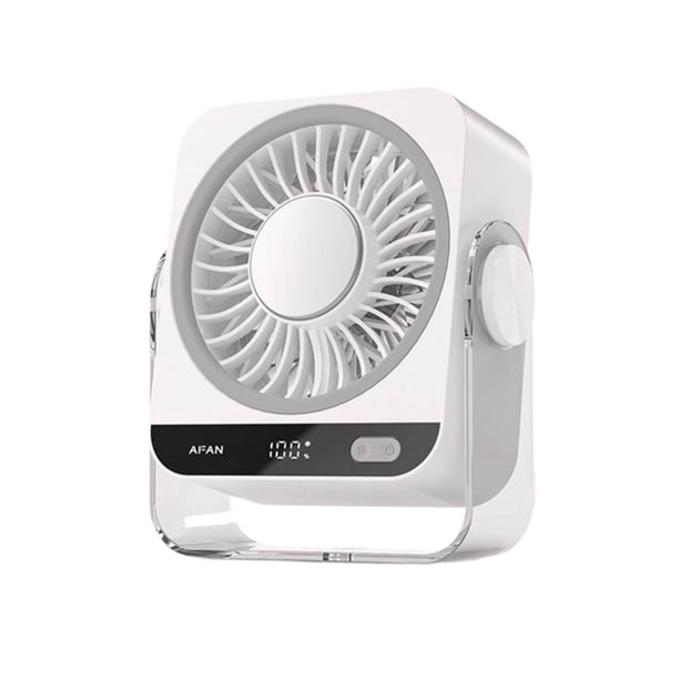 Escritorio USB recargable con función de refrigeración, 5 velocidades, portátil silencioso con pantalla digital y inclinación de 180° para dormitorio, oficina, viajes, acampada y autocaravana