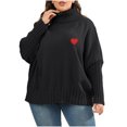 thumbnail image 2 of Gifts Usmixi Under $5 Sweater for Women Winter Womens Turtleneck Sweater Long Sleeve Plus Size Comfort Knitted Pullover Tunic Fashion Heart Print Ladies Girls Sweater Tops, 2 of 4
