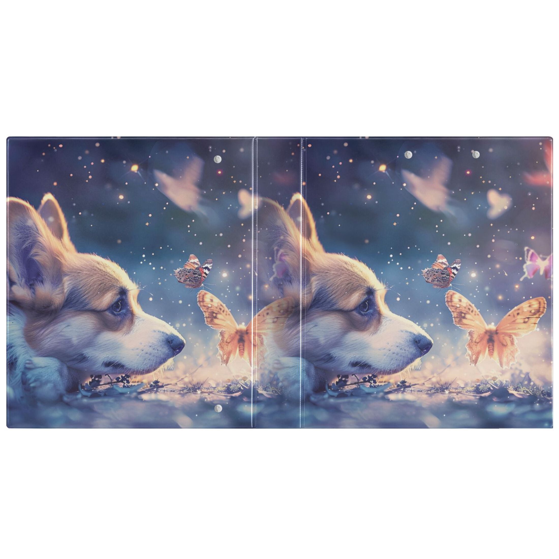 Corgi Dog Butterfly Hardcover 3 Ring Binder 1.5 inch Round Rings with Interior Pockets Binders Organizer Office School 1 Pack