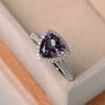 thumbnail image 2 of Halo ring, trillion cut,alexandrite wedding ring, sterling silver, June birthstone,, 2 of 4