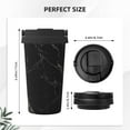 thumbnail image 3 of Uemuo Black Marble Texture Abstract Print Carry Insulated Coffee Mug, Travel Mug with Hidden Handle, Insulated Coffee Flask, Leak-proof Travel Mug Insulated Mug for Office, 3 of 8