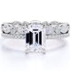 thumbnail image 1 of JeenMata Anillo Nupcial de Moissanita de Talla Esmeralda de 2 Quilates Engastado con Banda Infinita en Oro Blanco de 18 K sobre Plata, 1 of 6