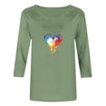 thumbnail image 5 of QTOCIO 3/4 Hauts à Manches pour Femmes, Hauts d'Été à Manches 3/4 pour Femmes, Vêtements de Mode Printemps/été pour la Saint-Valentin, T-shirt à Manches 3/4 Col Rond, 5 of 5