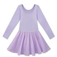 thumbnail image 3 of Kaerm Toddler Girls Long Sleeve Ballet Skirted Leotards Dance Dresses Tutu Ballerina Outfit Lavender 8-10, 3 of 7