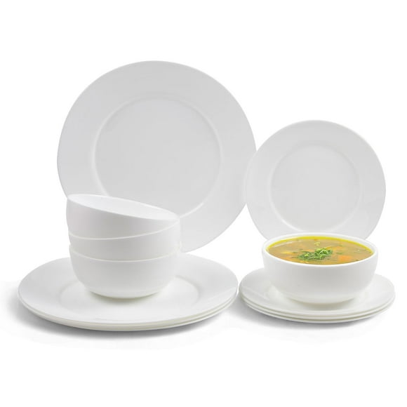 Vajilla de Opalina con 16 Piezas para 4 Personas. Resistente Apta para Microondas y Lavavajillas