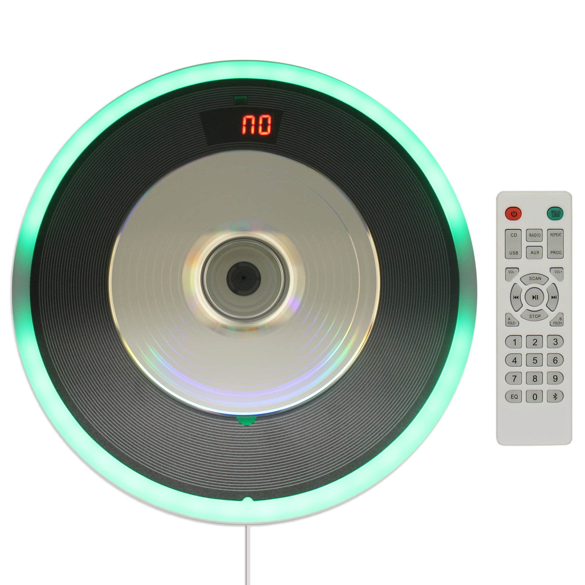 Technical Pro Portable Wall Mounted CD Player with Bluetooth, LED And USB, Mountable CD Music Player has Built-in HiFi Speakers with Remote Control, FM Radio, LCD Display, and Headphone Jack