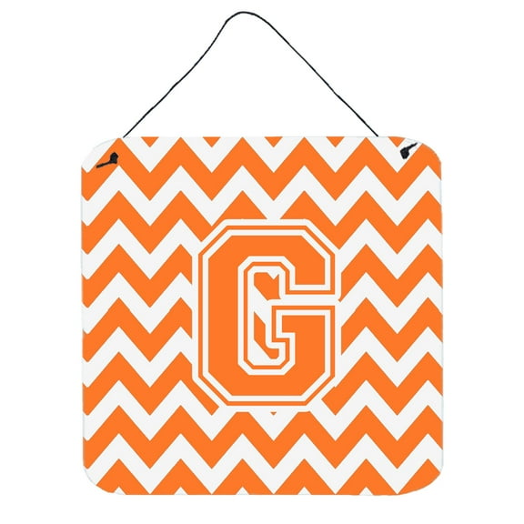 Letter G Chevron Orange and White Wall or Door Hanging Prints