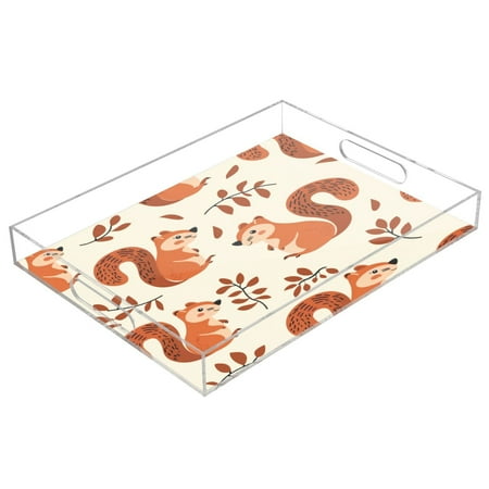 

Acrylic Tray 15.7*11.8*1.9 Inch Transparent Tray Food Tray Tea Cup Tray Serving Trays Cosmetics Storage Kitchen Table Bathroom Sundry Storage Orange Squirrel
