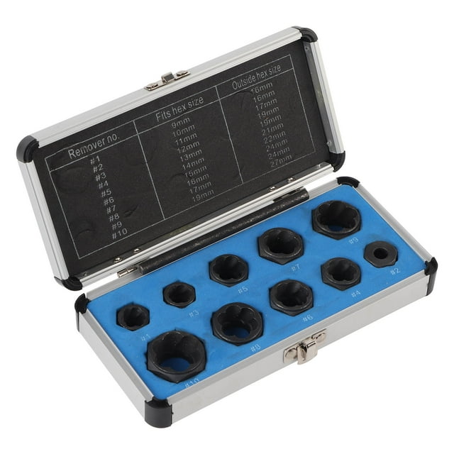 Extractor de Pernos de Tuercas Dañadas, 11 Piezas Extractor de Pernos de Vaso de AcionAmiento Bloqueo De Removedor de Pernos de 9-19 mm Utilizado para la extracción de tuercas