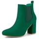 thumbnail image 1 of Botines De Chelsea Punta Redonda Tacones Gruesos Para Mujer Verde esmeralda 39, 1 of 6