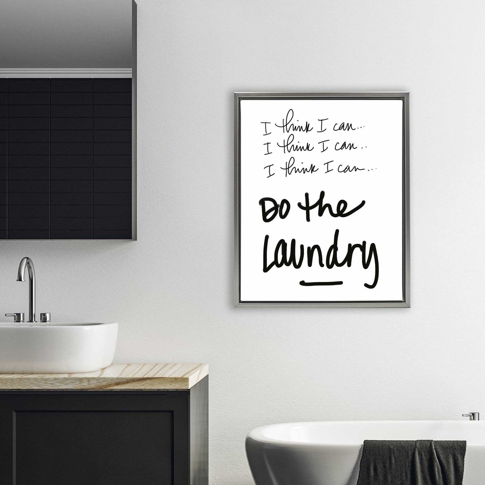 Stupell Industries Think I Can Do Laundry Gray Framed Floater Canvas Wall Art, design by SD Graphics Studio