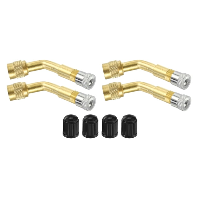 Unique Bargains 1 Set 135-Degree Car Tire Valve Stem Extenders Extension Universal for Cars RV Bicycles Gold Tone