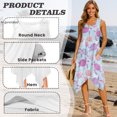thumbnail image 3 of HELLHERO Sleeveless Sundress, Watercolor Sea Turtle & Coral Pattern Side Pockets Asymmetric Hem Midi Dress, Durable Round Neck Women's Summer Sundress for Work, 3 of 8
