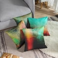 thumbnail image 2 of Set of 4 Throw Pillow Covers Vintage Abstract Teal Green and Orange Messy Rust Painting Decorative Pillow Cases Home Decor Standard Square 20x20 Inches Pillowcases, 2 of 6