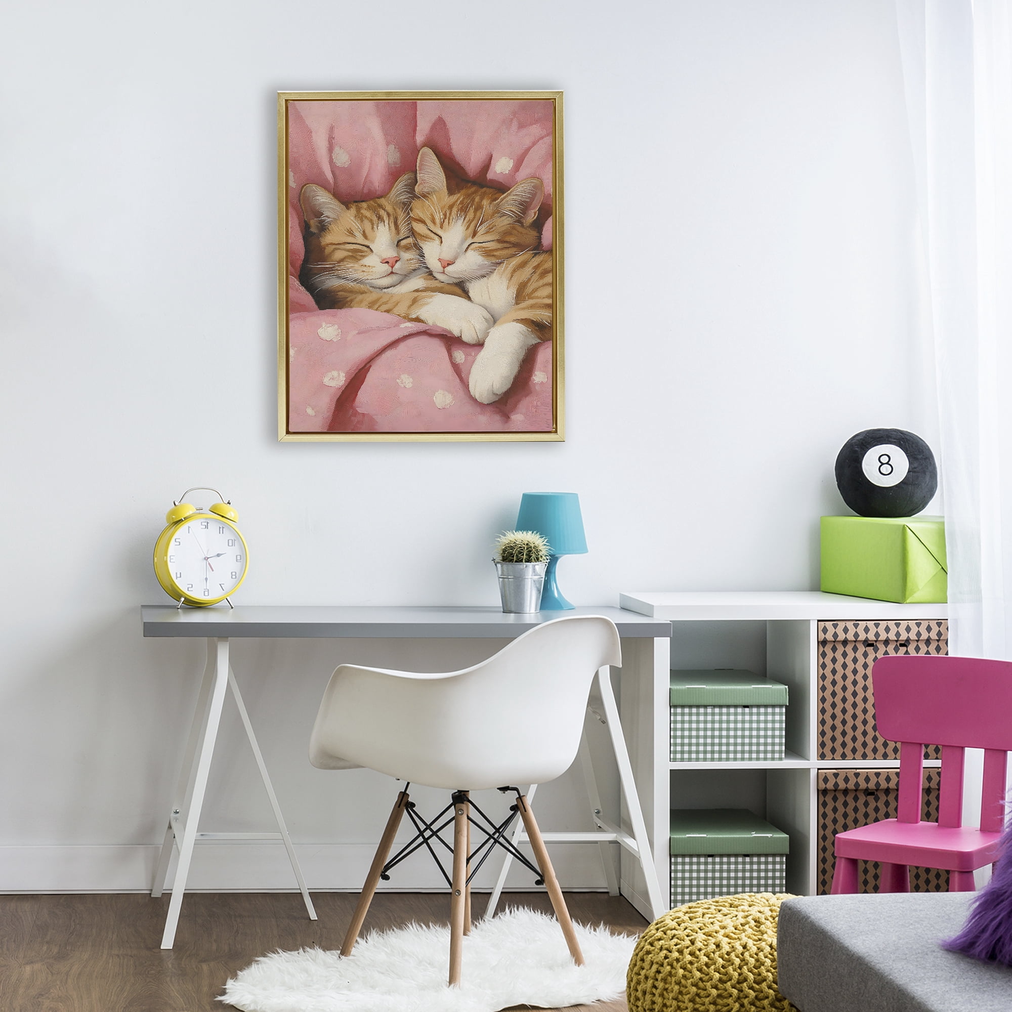 Stupell Industries Sleeping Orange Cats Embrace Gold Framed Floater Canvas Wall Art, design by The Prints Vibe