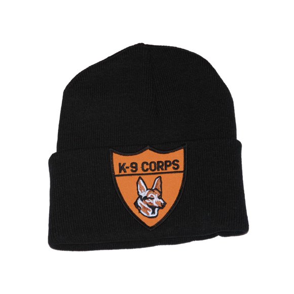3D Patch Embroidery Law Enforcement Black Cuff Beanie K-9 Corps