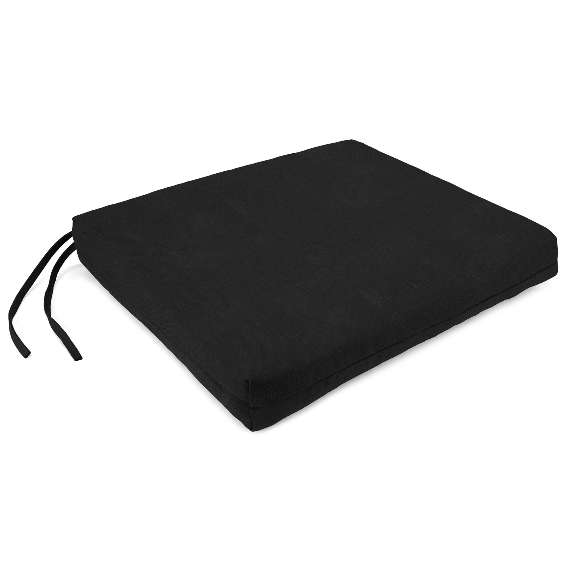 Jordan Manufacturing 20" x 18" Canvas Black Solid Rectangular Outdoor Chair Pad Seat Cushion with Ties (2 Pack)