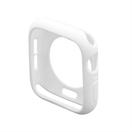 YuiYuKa Silicone Cover Compatible with Apple Watch case 44mm 40mm 45mm 41mm 42mm 38mm Accessories Bumper Shell Protector iWatch series 9 8 7 SE 6 5 4 3 - white
