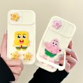 thumbnail image 2 of Smiley Stars Bob Esponja Patrick Star Soporte De Ventana Deslizante Gel Suave Silcone A Prueba De Golpes Funda Para IPhone 11 12 13 Pro Max 14 Plus Cubierta Trasera, 2 of 4